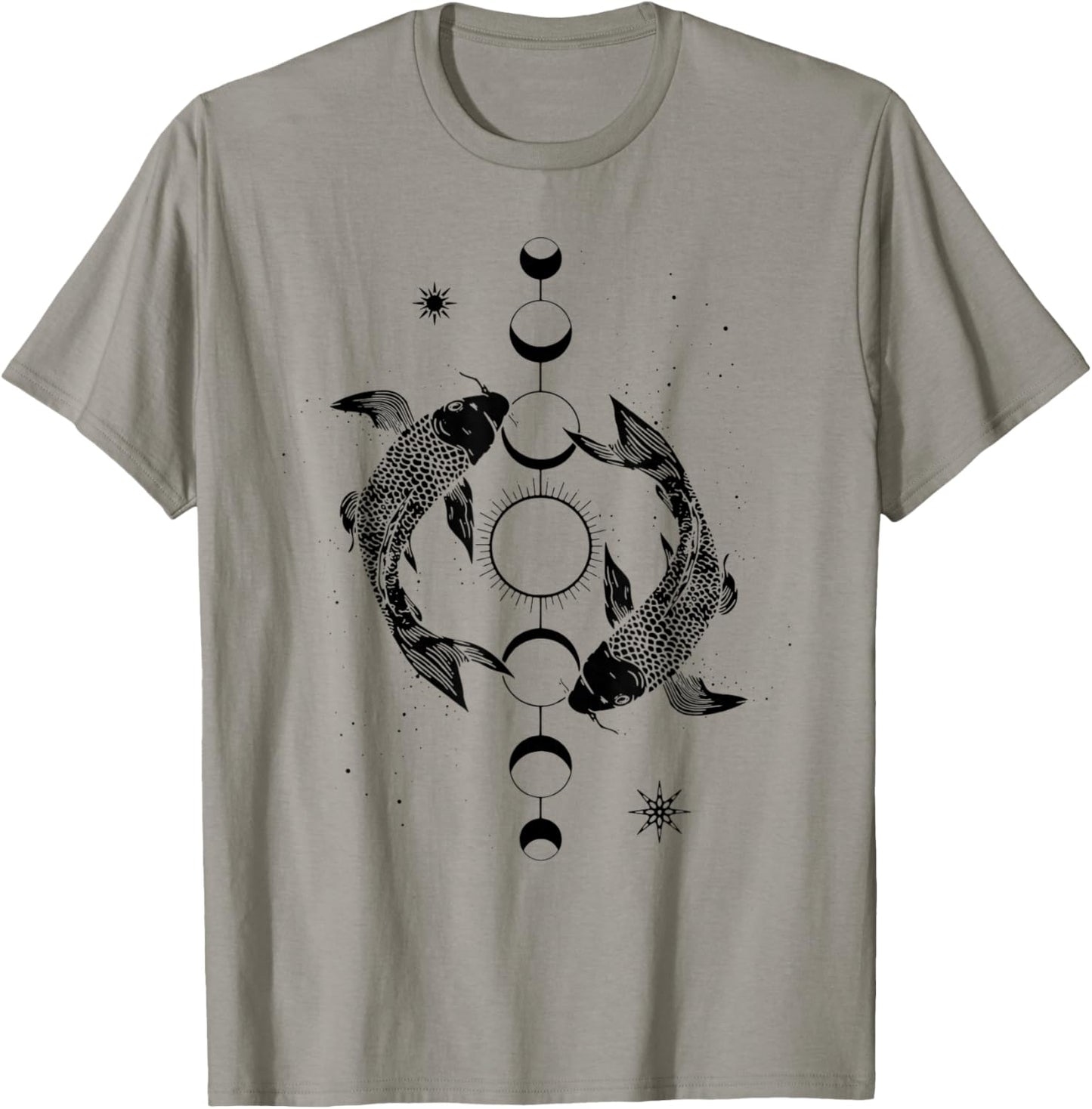 Koi Lovers Outfit Ying Yang Carp Sun Moon Phase Japan Style T-Shirt - T-Shirt | Sand