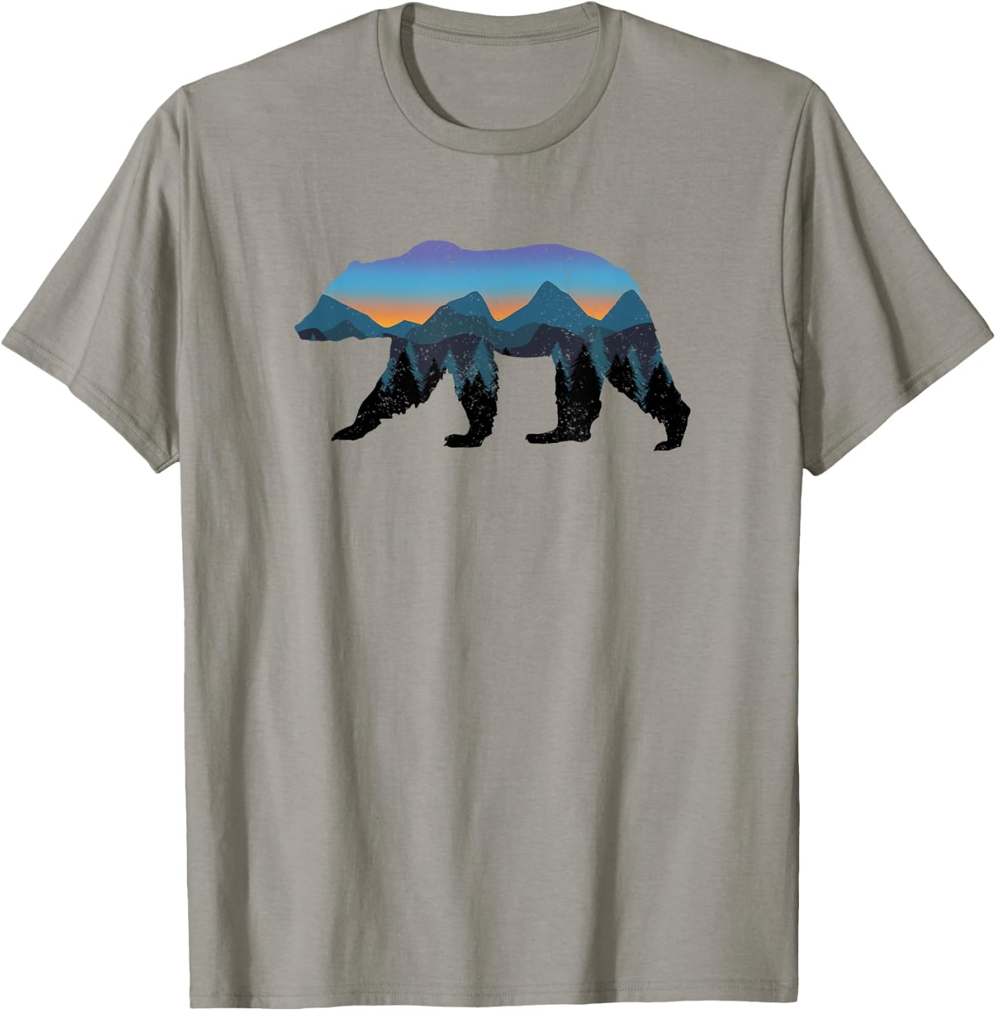 Bear Grizzly Mountains Forest Sunset Vintage Outdoor T-Shirt - T-Shirt | Sand