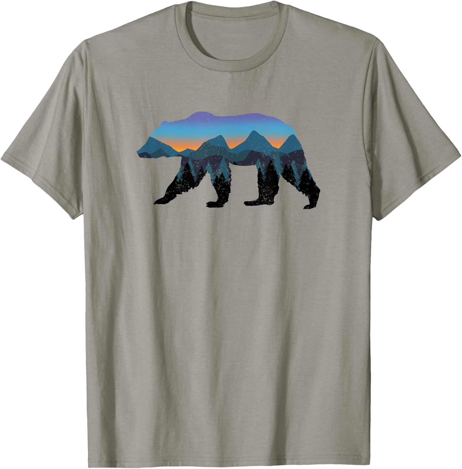 Bear Grizzly Mountains Forest Sunset Vintage Outdoor T-Shirt - T-Shirt | Sand