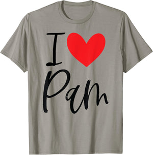 I Love Pam Name Personalized Girl Woman BFF Friend Heart T-Shirt - T-Shirt | Sand
