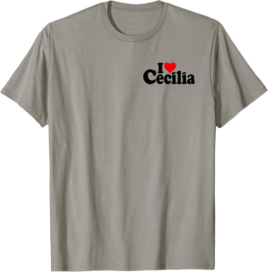 I Love Heart Cecilia Name ON A T-Shirt - T-Shirt | Sand