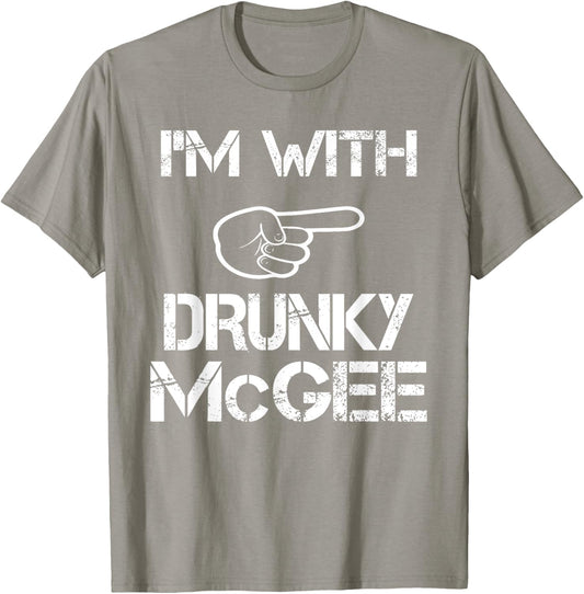 I'm With Drunky Mcgee Funny Couple St Patricks Day T-Shirt - T-Shirt | Sand