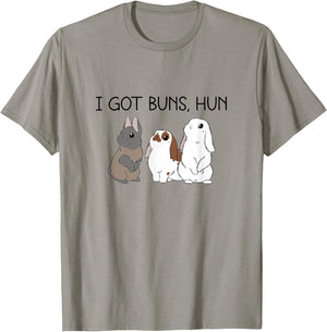 I Got Buns Hun Bunny Mom Cute Rabbit Lover Rabbit Mama T-Shirt - T-Shirt | Sand