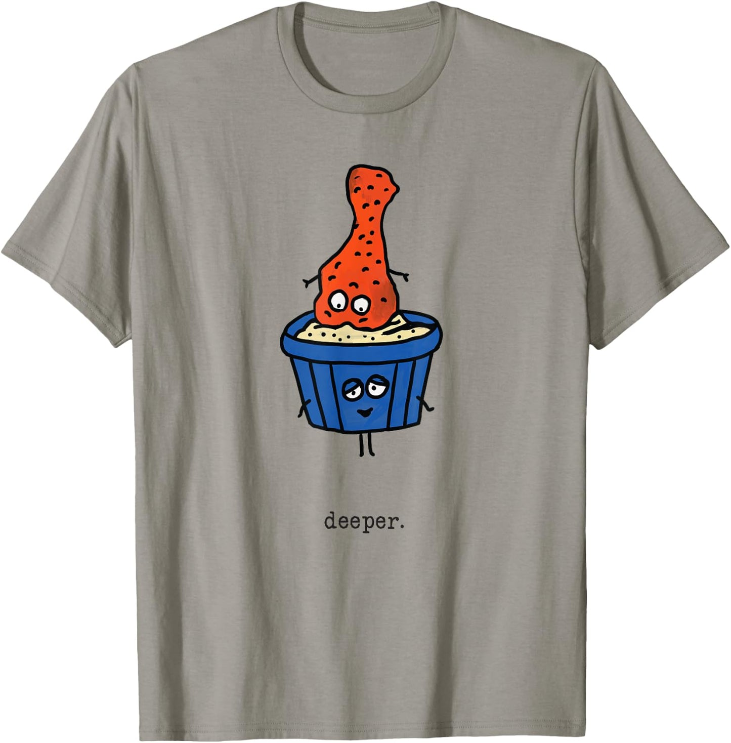 Deeper: Funny Chicken Wing & Blue Cheese Or Ranch Dip Comic T-Shirt - T-Shirt | Sand