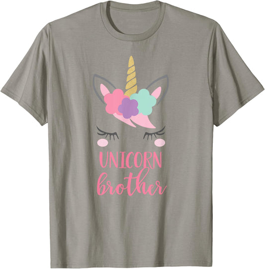 Unicorn Brother Shirt, Brother of the Birthday Girl Gift T-Shirt - T-Shirt | Sand