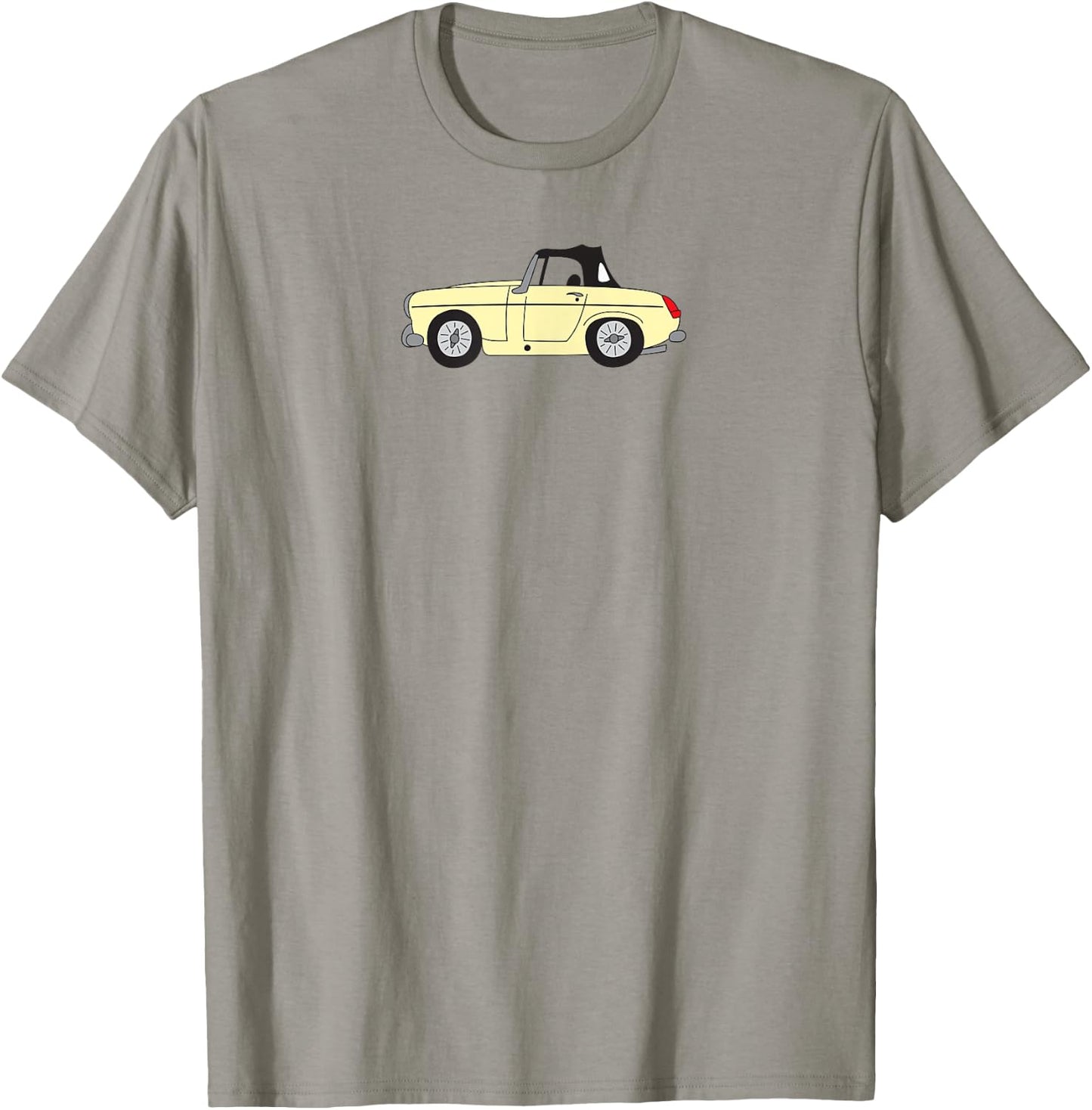 MG Midget Light Yellow Cream British Car Cartoon T-Shirt - T-Shirt | Sand