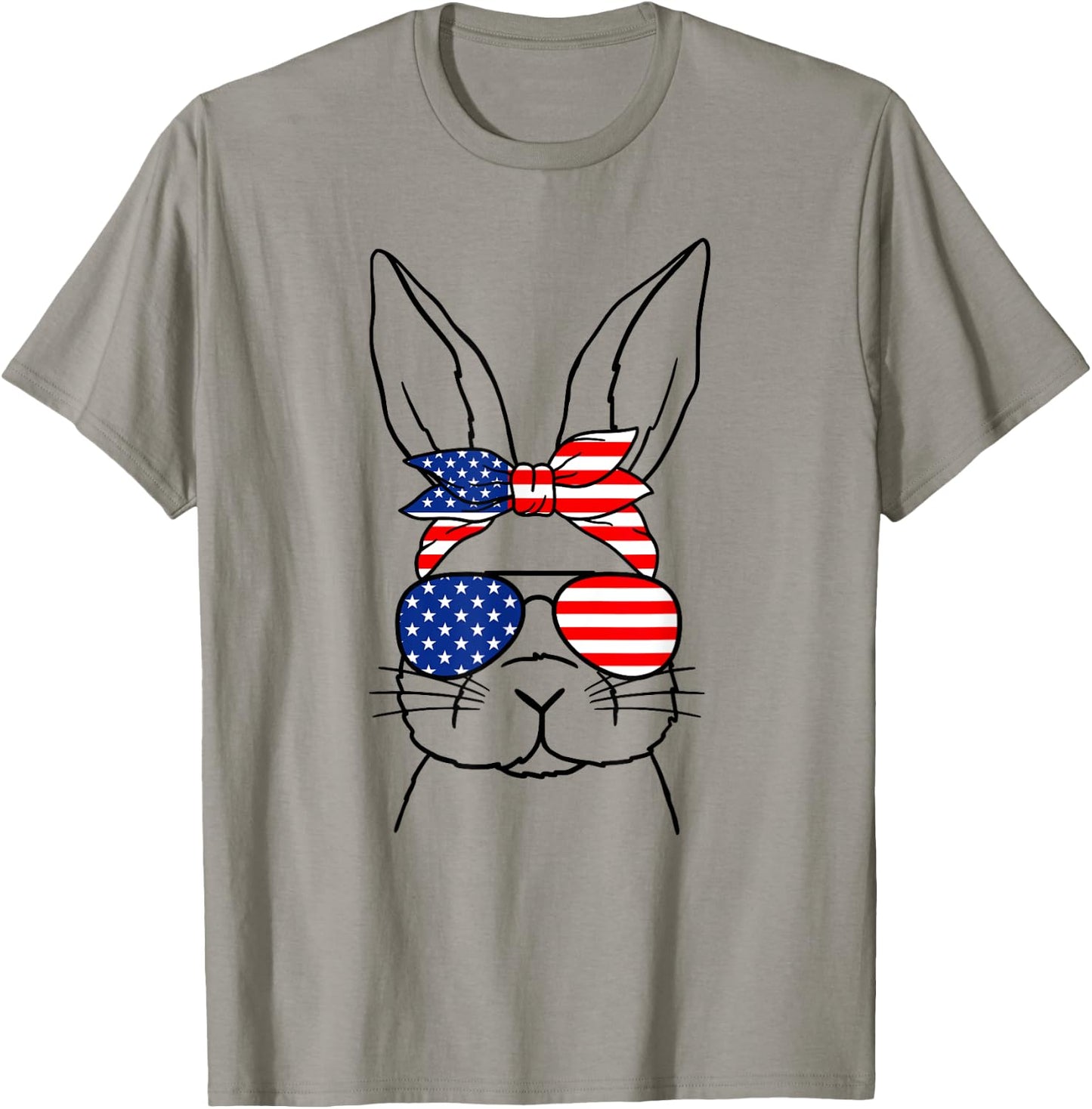 Cute Bunny Face American Flag Glasses Easter Day T-Shirt - T-Shirt | Sand