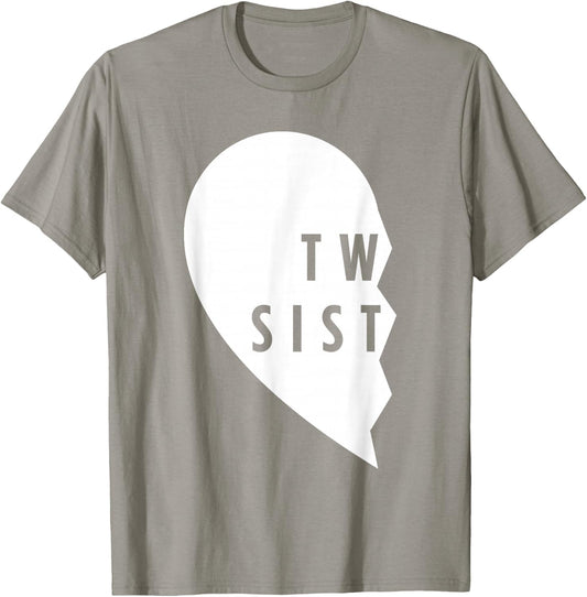Twin Sisters Shirt Heart Half Matching Set - #1 of 2 T-Shirt - T-Shirt | Sand