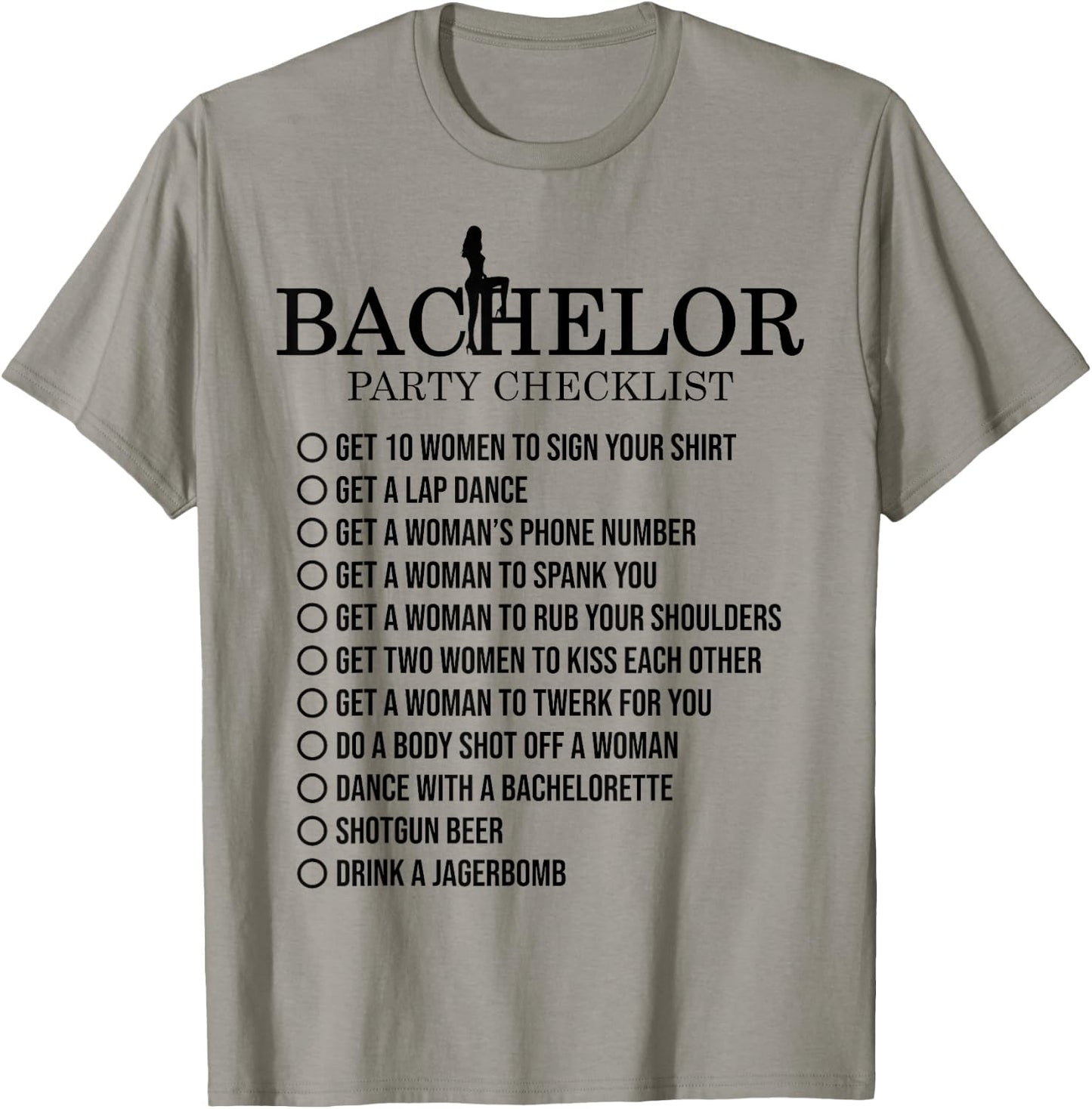 Groomsmen Groom Squat Men Bachelor Supplies Party Checklist T-Shirt - T-Shirt | Sand