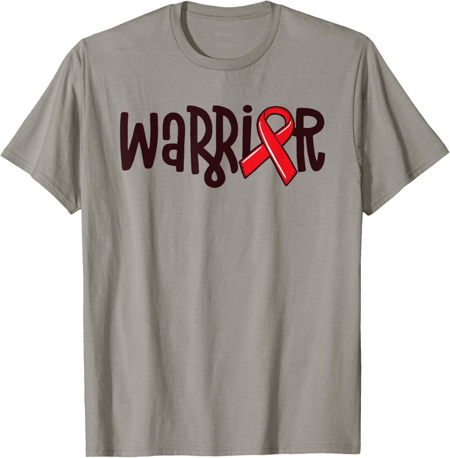 Warrior Pulmonary Embolism Awareness Blood Clot Red Ribbon T-Shirt - T-Shirt | Sand