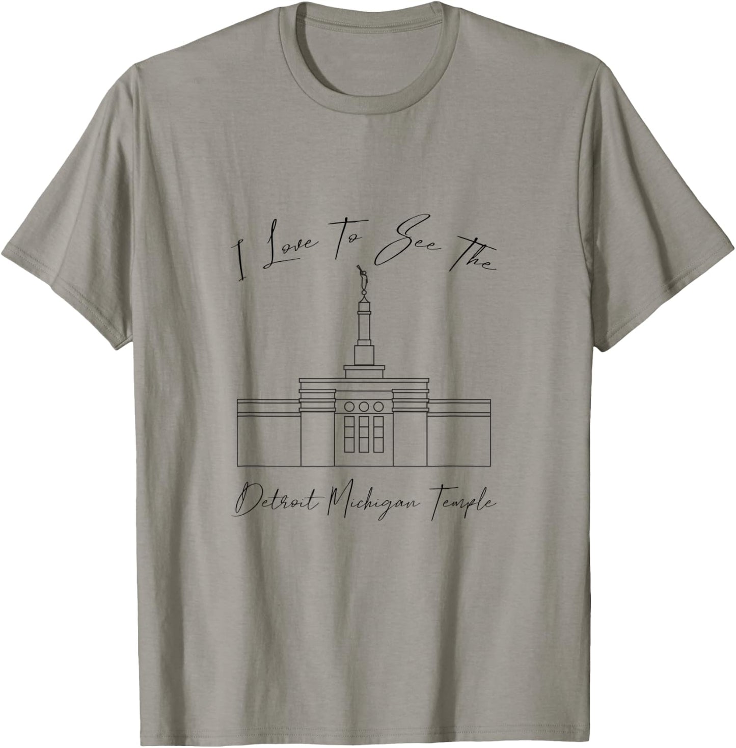 Detroit MI Temple, I love to see my temple, calligraphy T-Shirt - T-Shirt | Sand