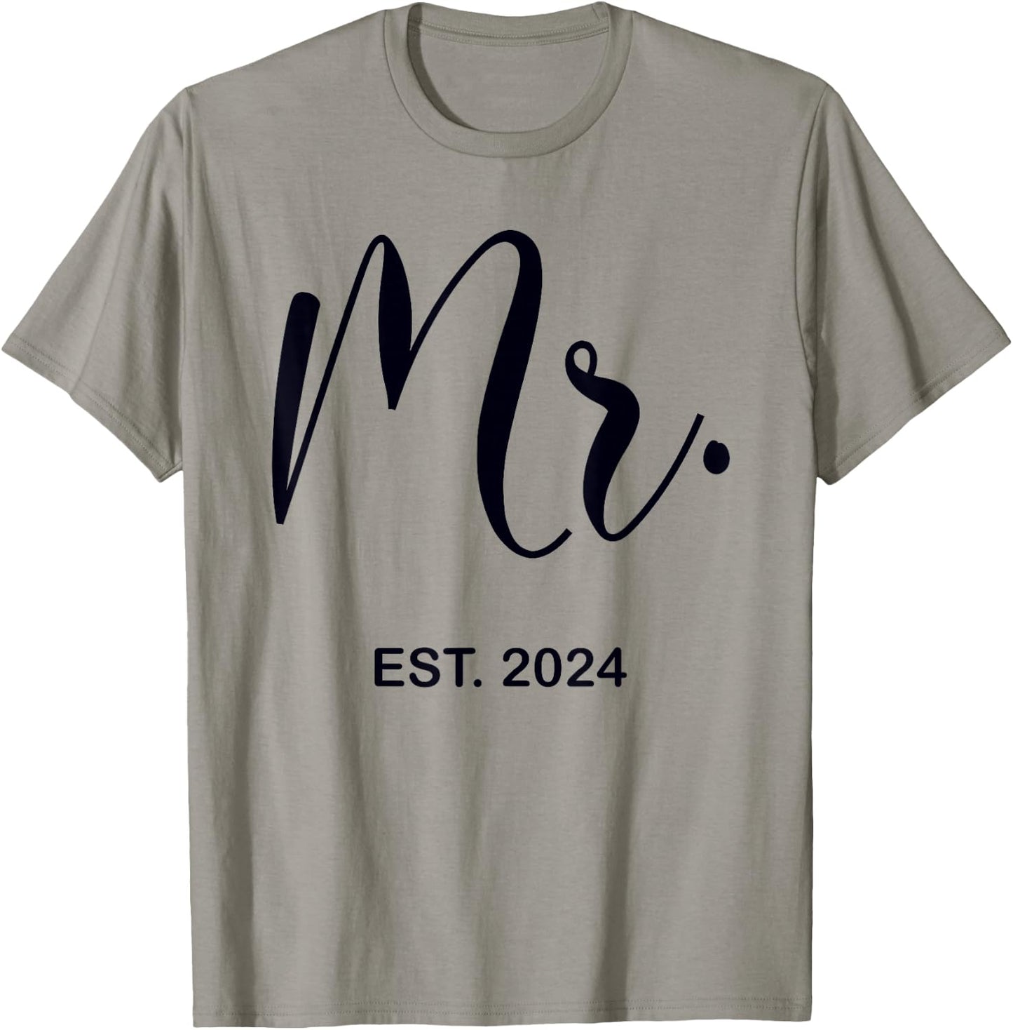 Mr. Est. 2024 Just Married Wedding Hubby Mr & Mrs Men T-Shirt - T-Shirt | Sand