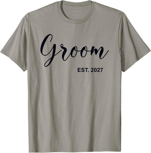 Groom Est. 2027 Wedding Matching Husband Just Married Men T-Shirt - T-Shirt | Sand