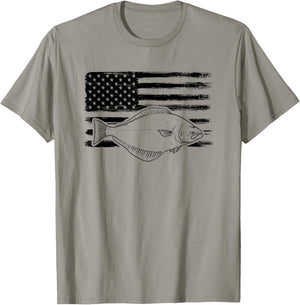 Grunge Halibut USA Distressed Plaice Sanddab Flounder T-Shirt - T-Shirt | Sand