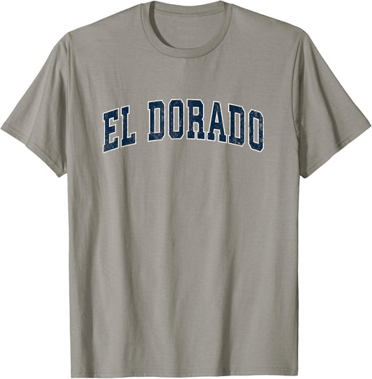 El Dorado Kansas KS Vintage Sports Design Navy Design T-Shirt - T-Shirt | Sand