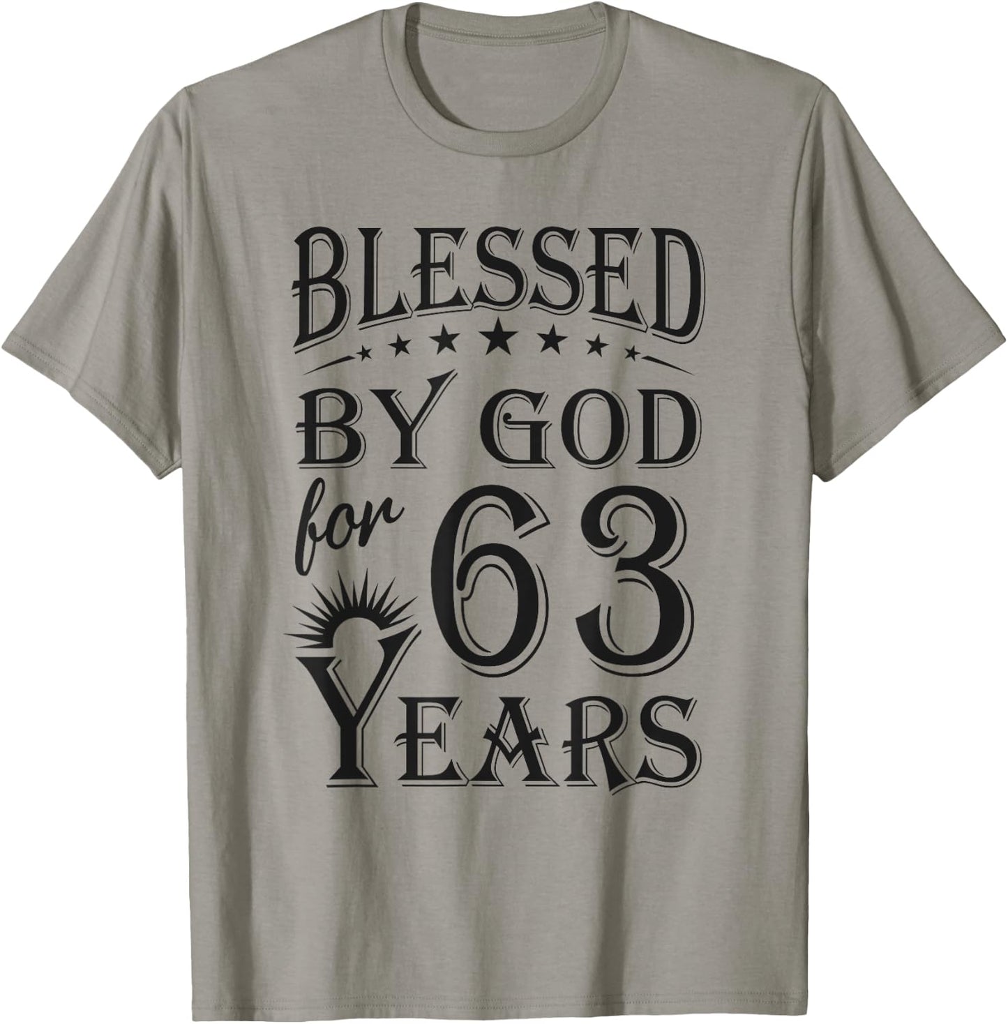 Vintage Blessed by God for 63 years Happy 63rd Birthday T-Shirt - T-Shirt | Sand