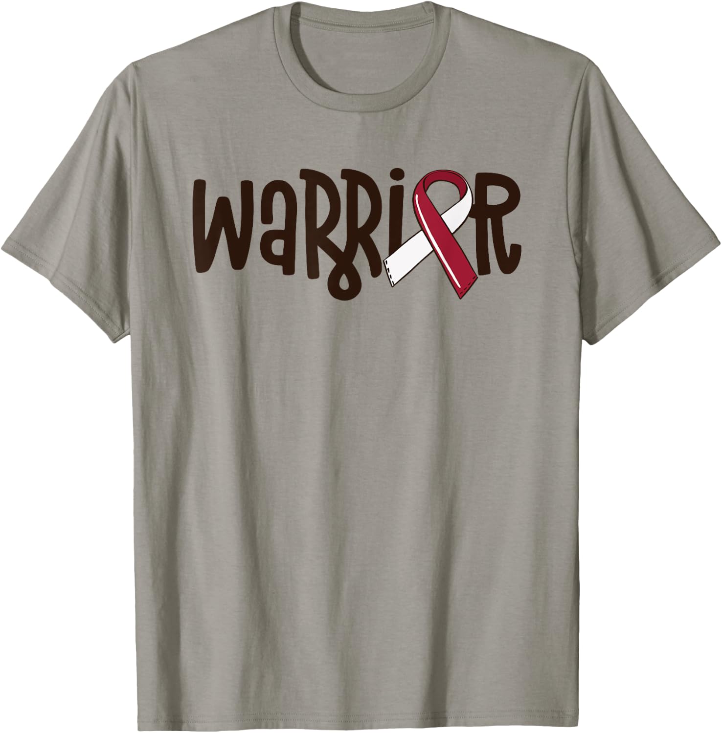Oral Cancer Warrior Head And Neck Cancer Burgundy Ribbon T-Shirt - T-Shirt | Sand