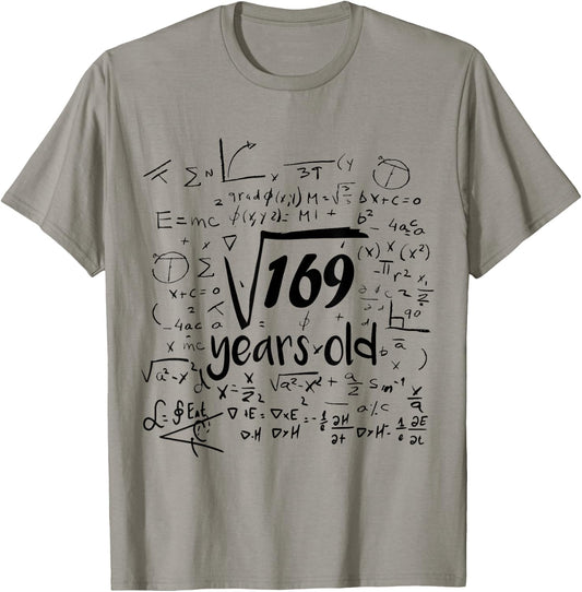 Square Root Of 169 - 13th Bday 13 Year Old Math Birthday T-Shirt - T-Shirt | Sand