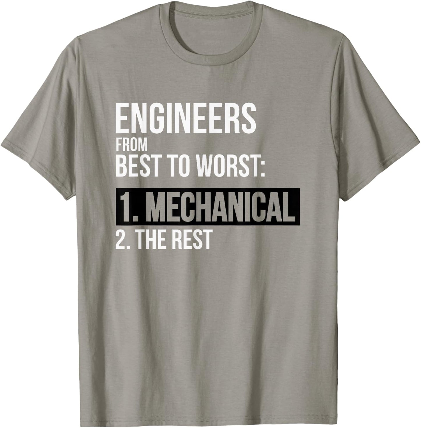 Engineers From Best To Worst Mechanical Engineering T-Shirt - T-Shirt | Sand