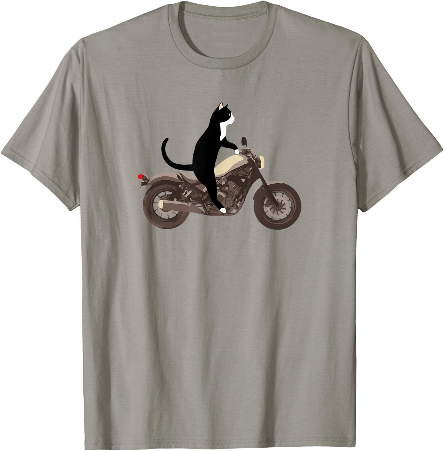 Cat on a Motorcycle Funny T-Shirt - T-Shirt | Sand