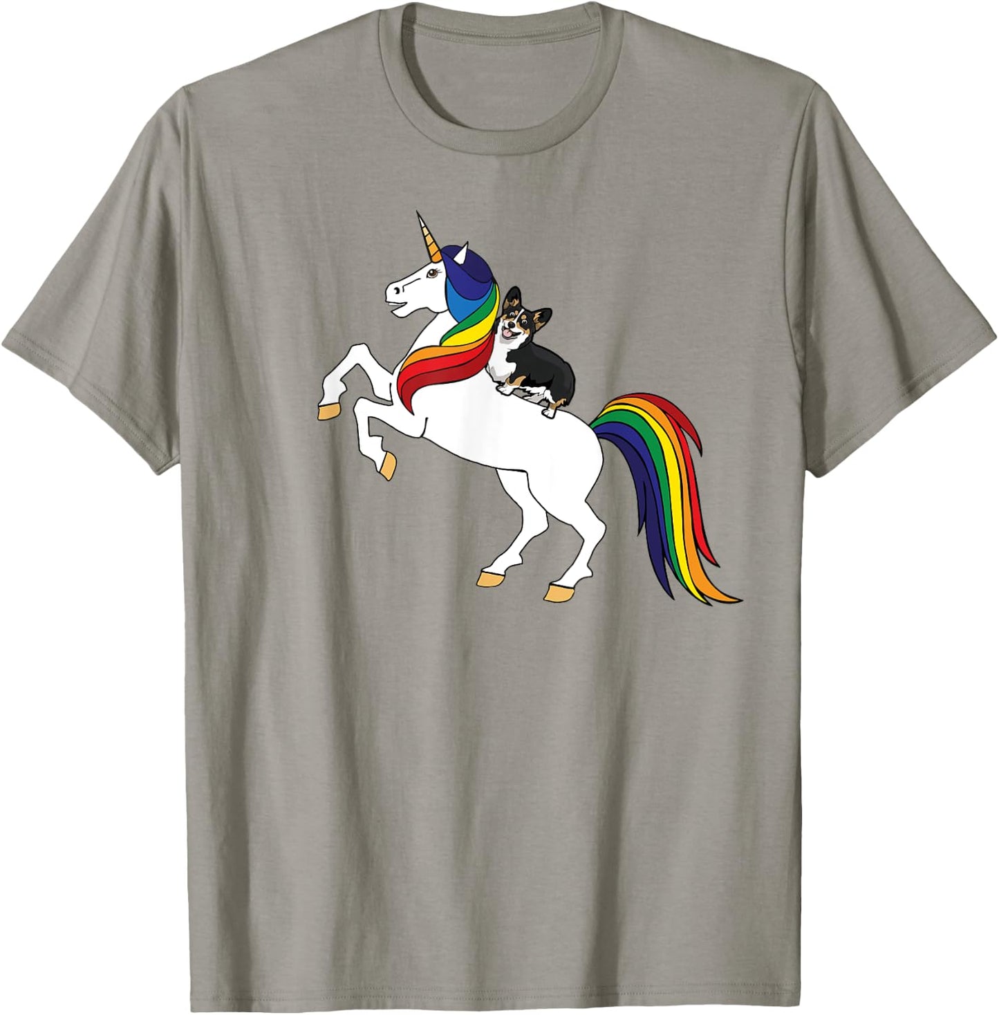 Funny Kids Unicorn Pembroke Black Tri Corgi Lover T-Shirt - T-Shirt | Sand
