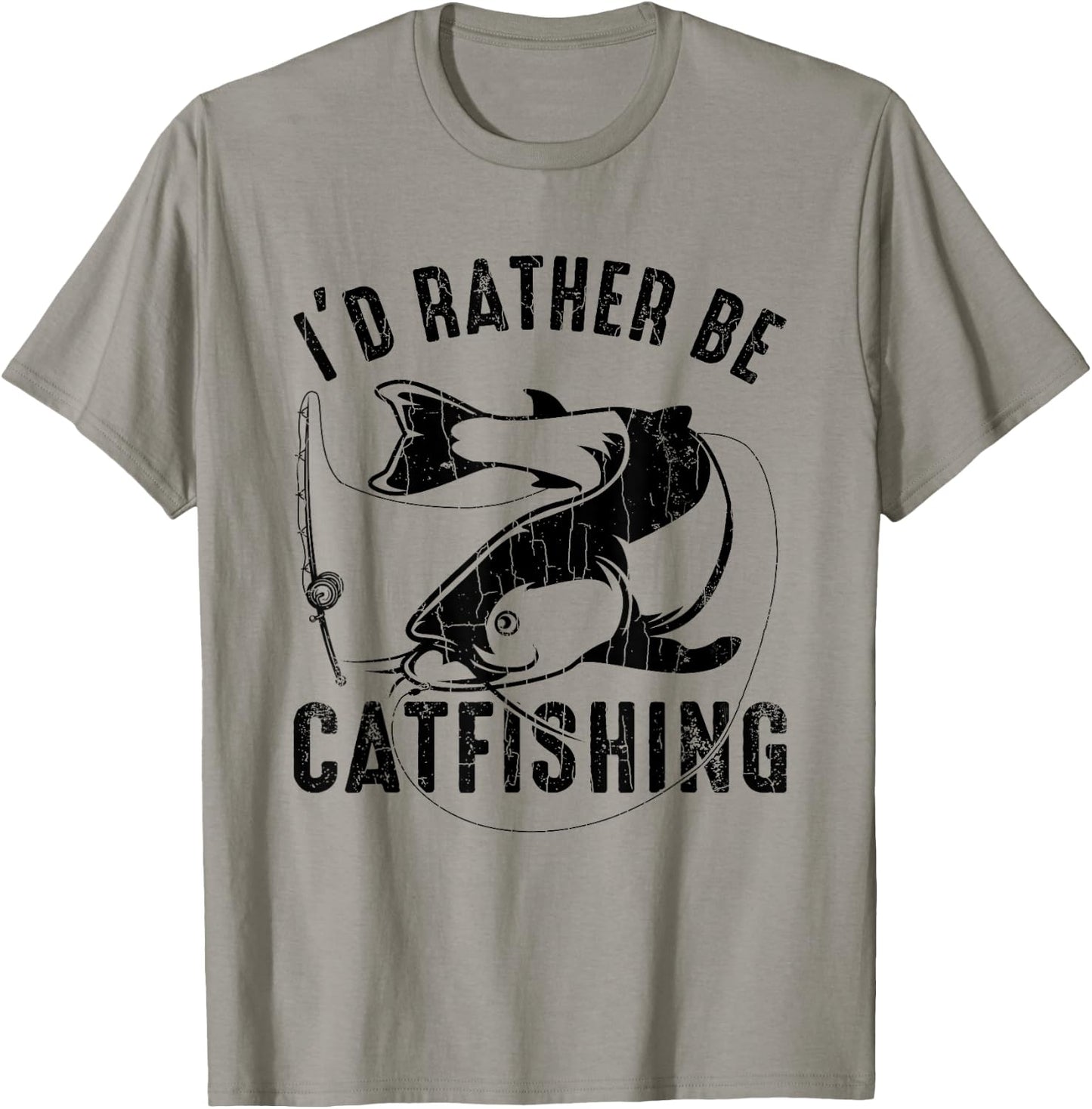 I'd Rather Be Catfishing Fun Fishing Lover Catfisher Graphic T-Shirt - T-Shirt | Sand