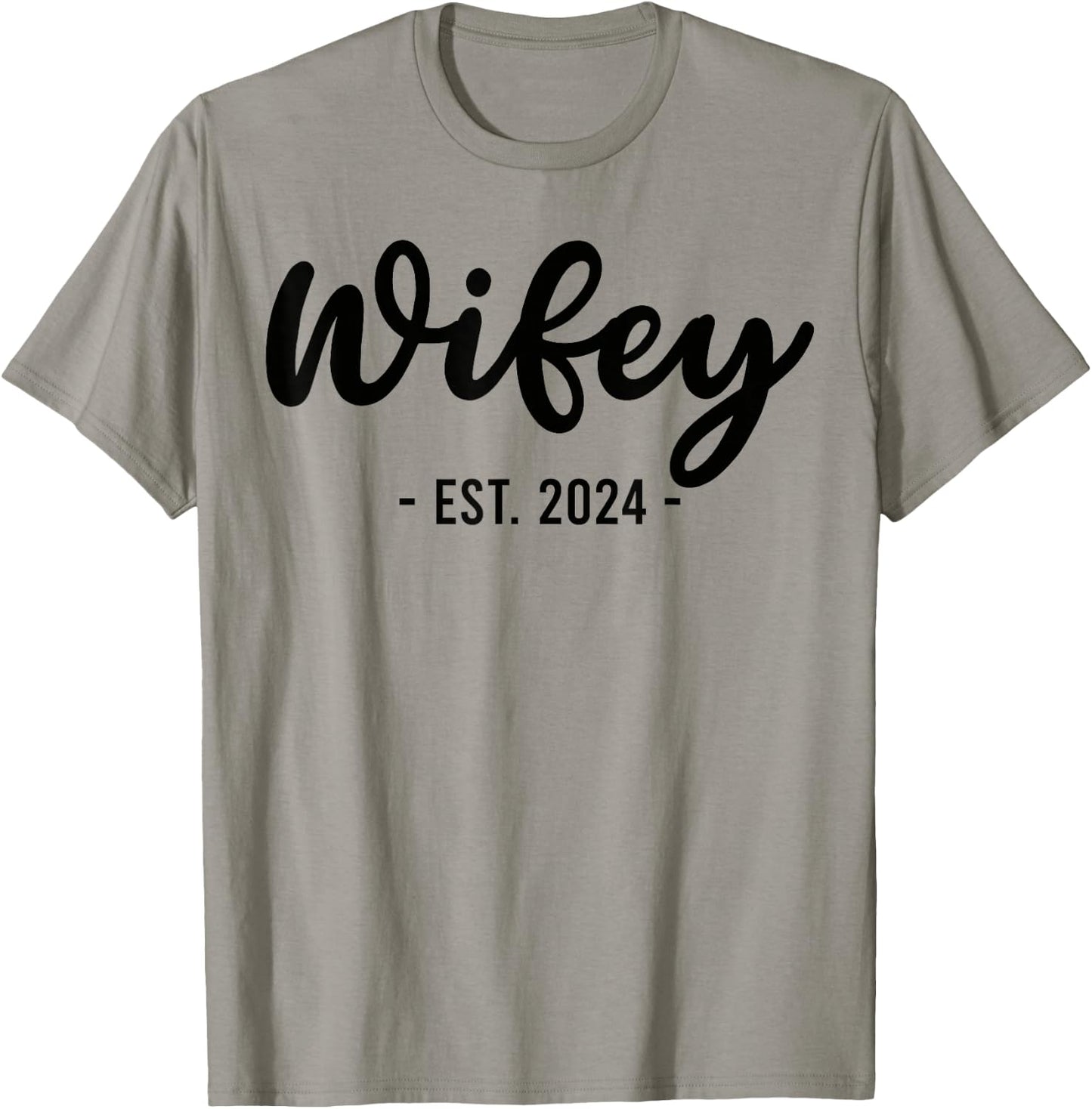 Wife Est 2024 Just Married Honeymoon Husband Wedding Couple T-Shirt - T-Shirt | Sand