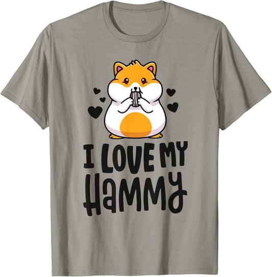 I Love My Hammy Shirt Cute Hamster Kawaii Shirt Kids Gift T-Shirt - T-Shirt | Sand