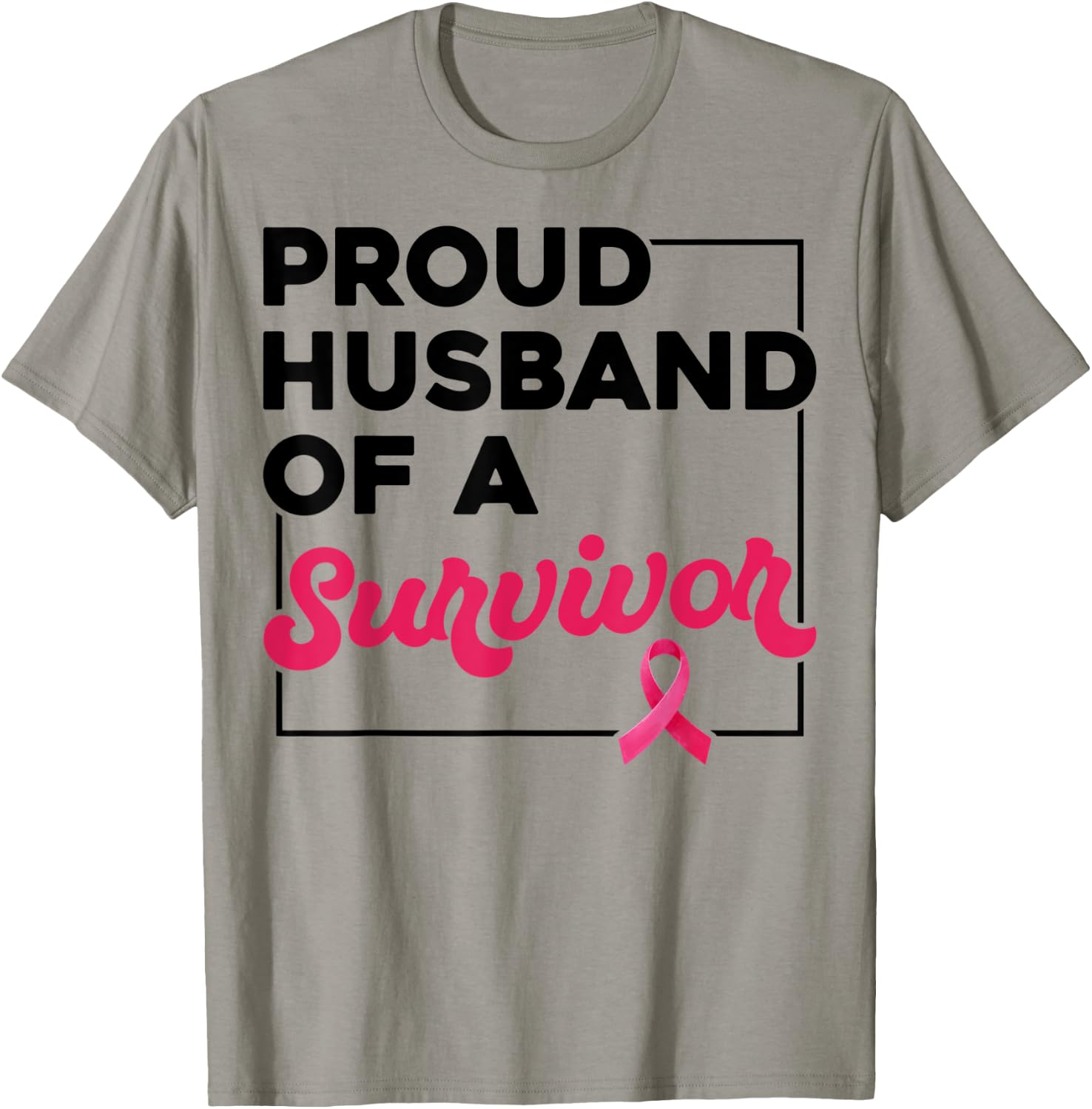 Proud Husband Of Survivor Breast Cancer Awareness Christmas T-Shirt - T-Shirt | Sand