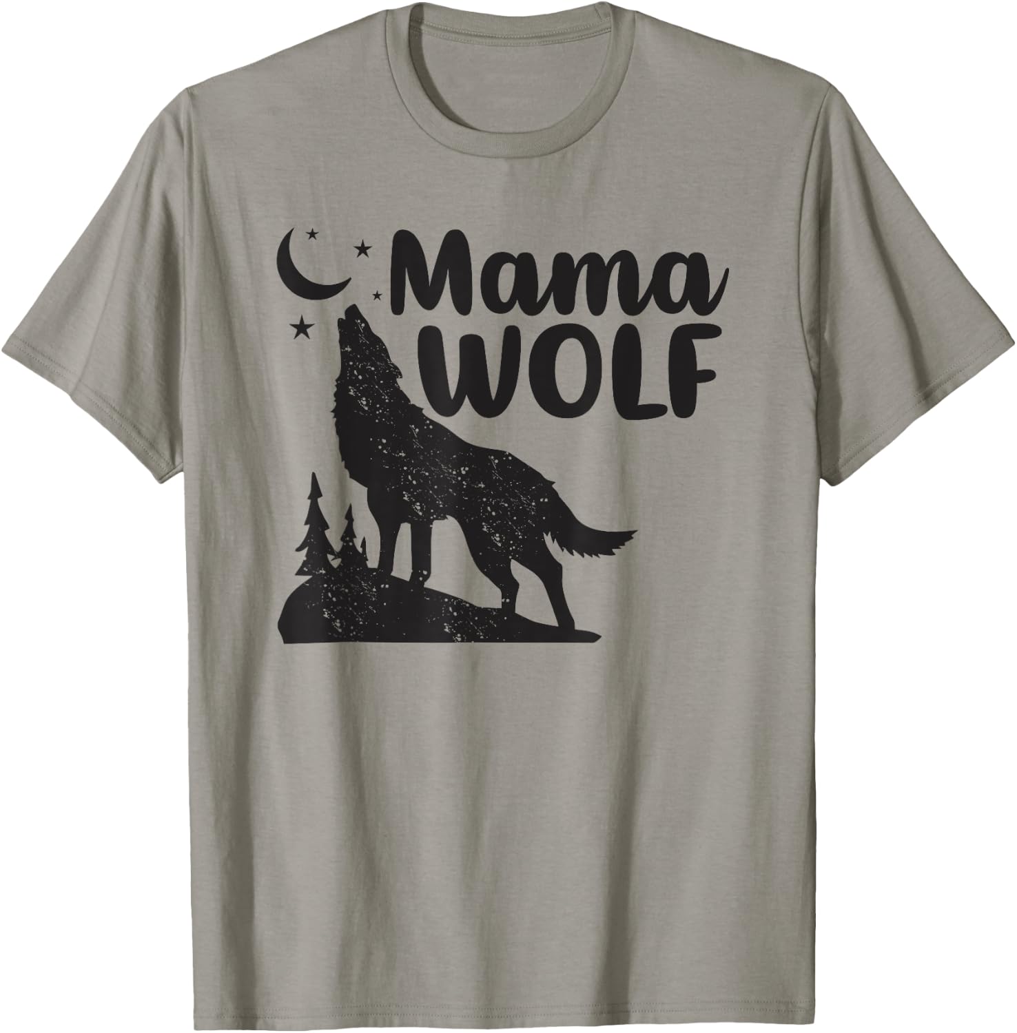 Mama Wolf And Moon, Momma Wolf Howling, Funny Animal T-Shirt - T-Shirt | Sand