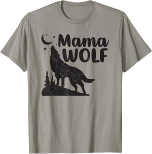 Mama Wolf And Moon, Momma Wolf Howling, Funny Animal T-Shirt - T-Shirt | Sand