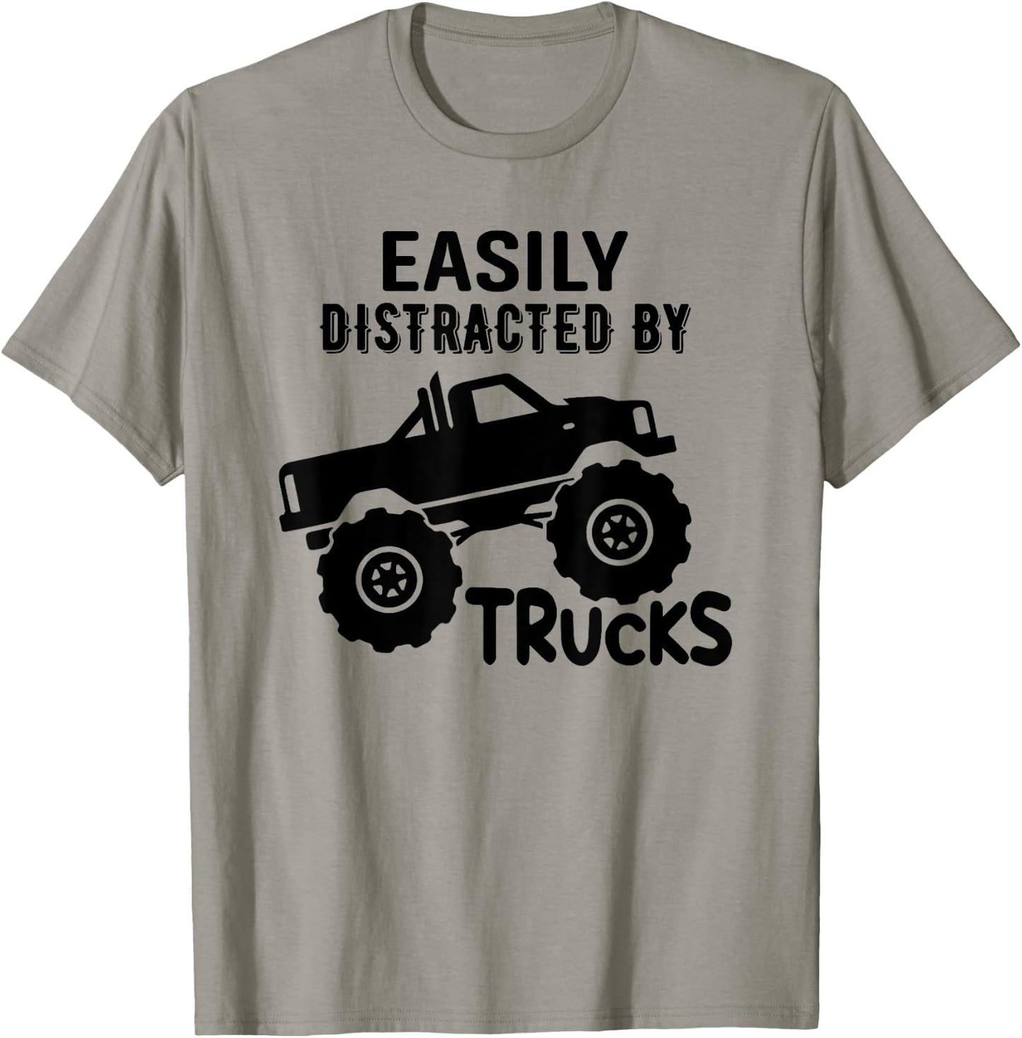 Easily Distracted By Trucks Truck Lover Boy Vintage T-Shirt - T-Shirt | Sand