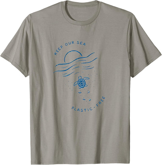 Keep Our Sea Plastic -Free Ocean Lover Gift T-Shirt - T-Shirt | Sand