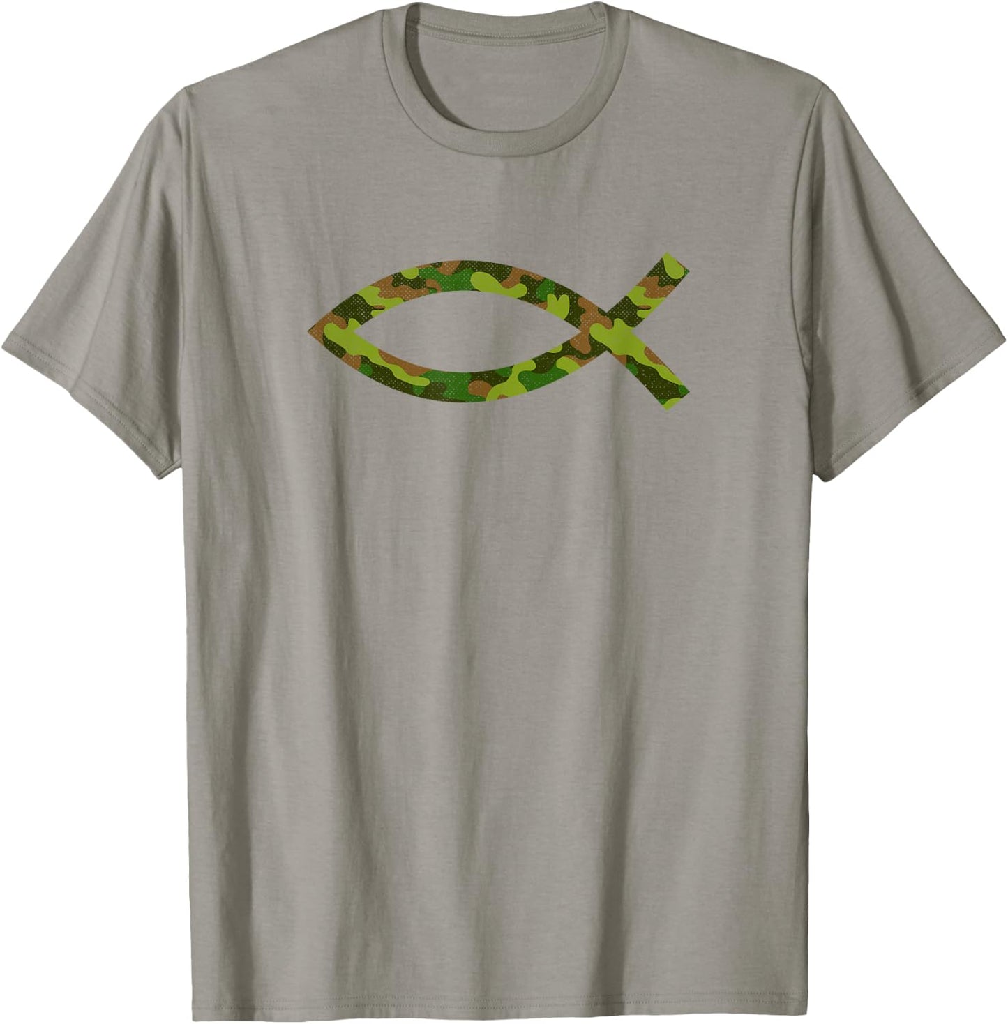Jesus Christ Fish Camouflage Religious Christian T-Shirt - T-Shirt | Sand