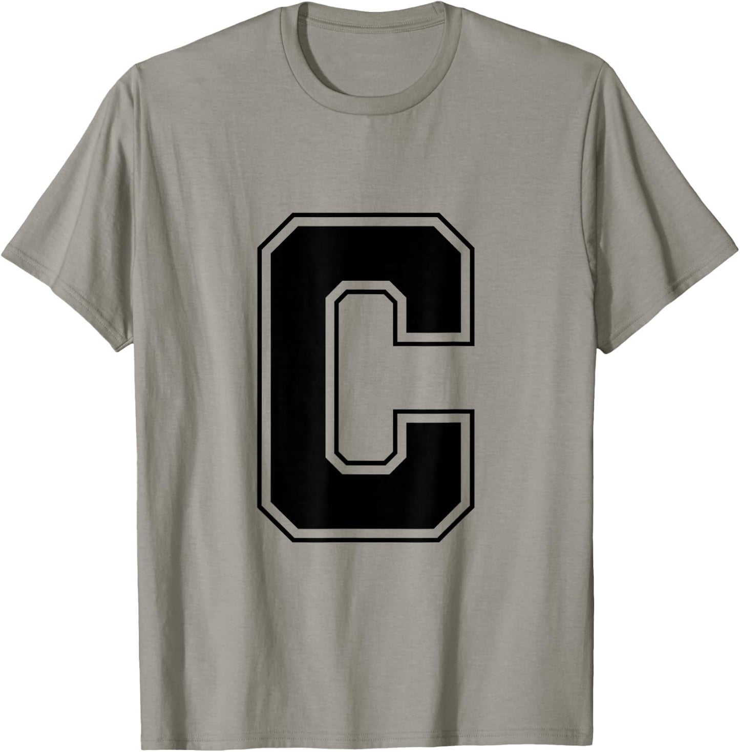 Letter C Big Bold Capital Varsity Alphabet Monogram T-Shirt - T-Shirt | Sand