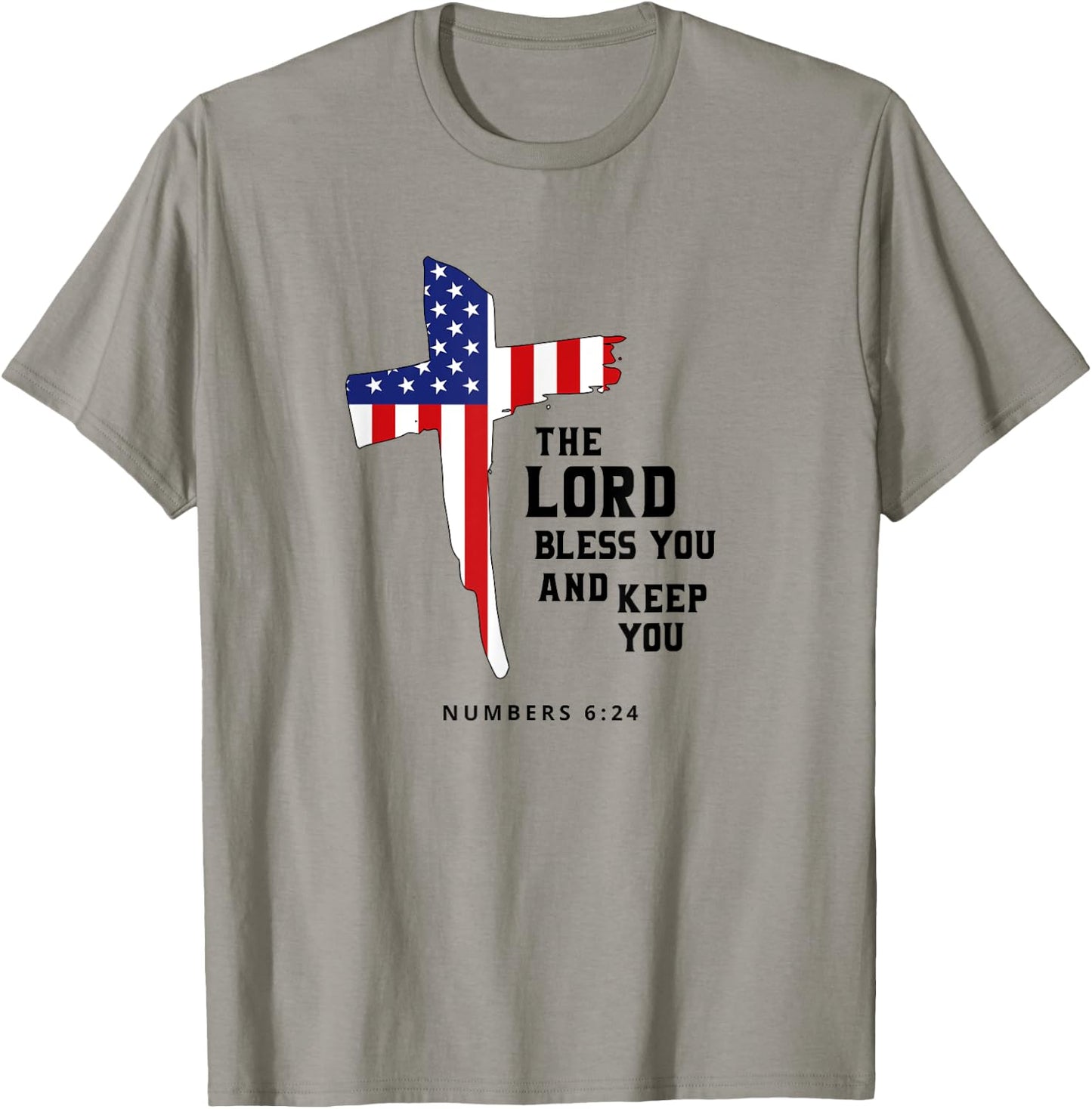 American Flag, The Lord Bless You and Keep You Christian Kids Men T-Shirt - T-Shirt | Sand