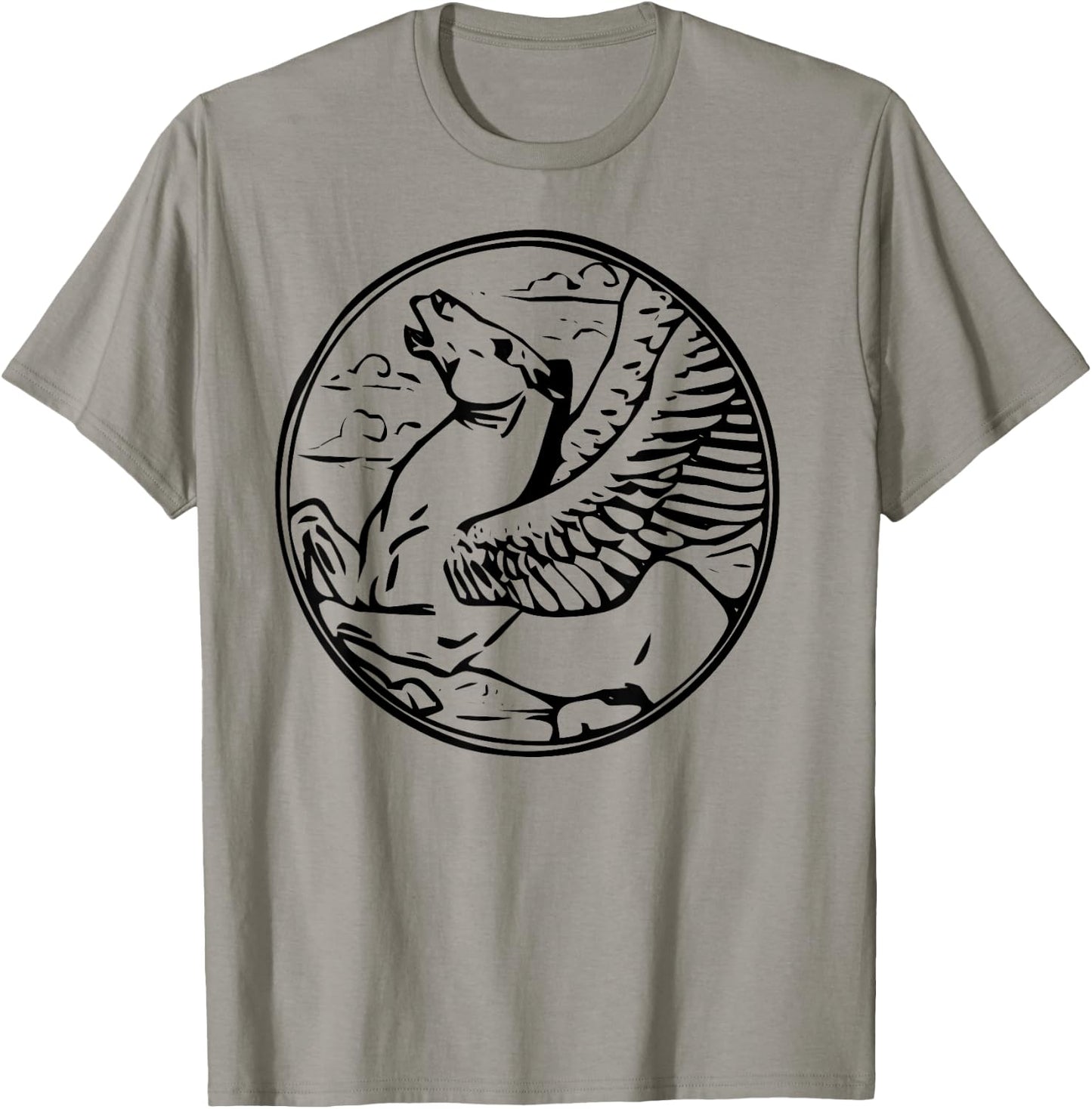 Pegasus Flying Winged Horse T-Shirt - T-Shirt | Sand
