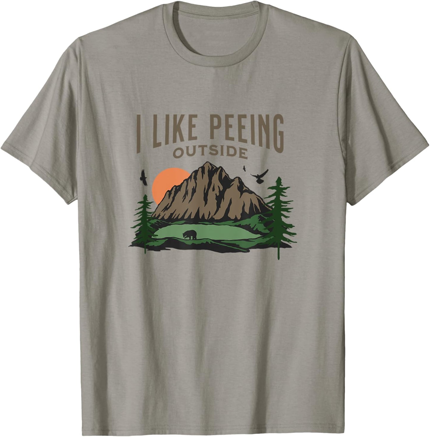 Josh's -Adults Grey Nature Small Classic Fit Crew Collar Short Sleeve T-Shirt - T-Shirt | Sand