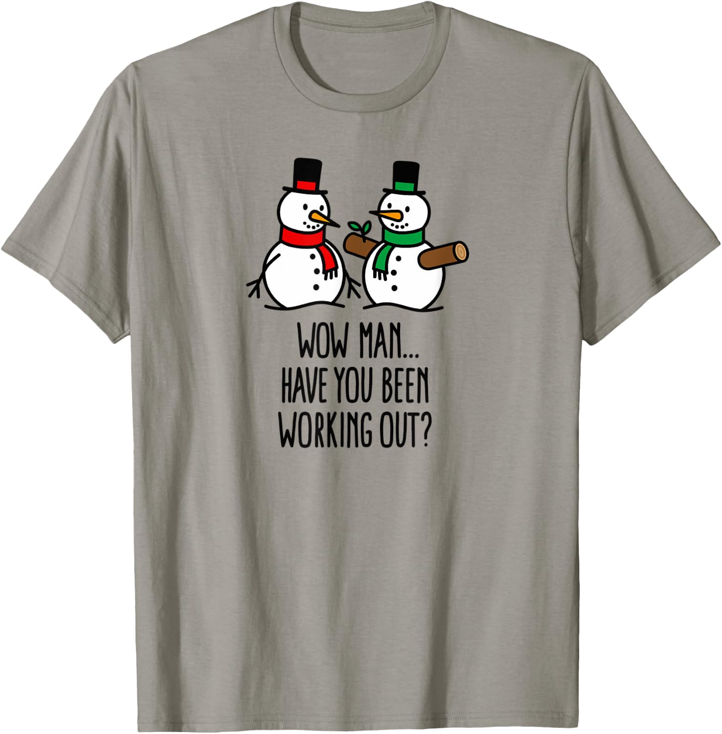 Funny Christmas funny Gym bodybuilding Workout Snowman xmas T-Shirt - T-Shirt | Sand