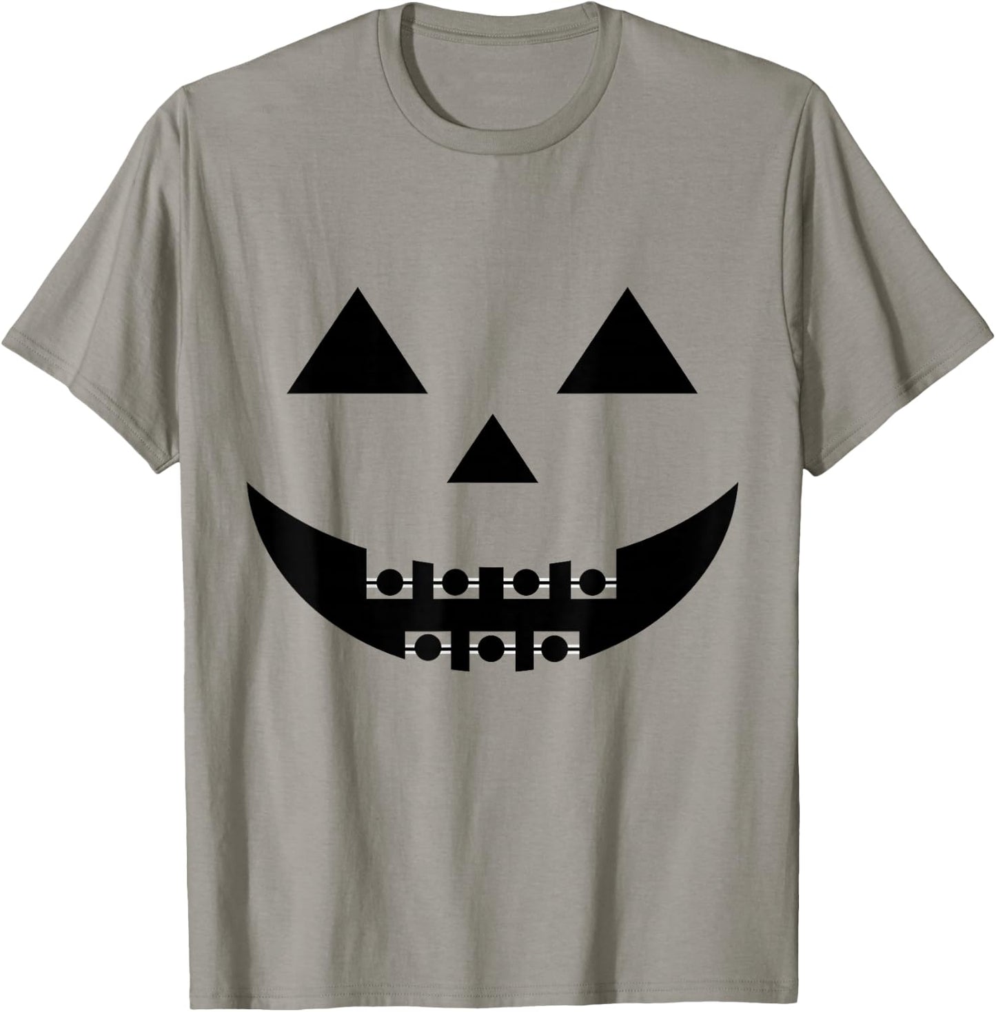 Pumpkin Braces Face for Teens Halloween Jack O Lantern T-Shirt - T-Shirt | Sand