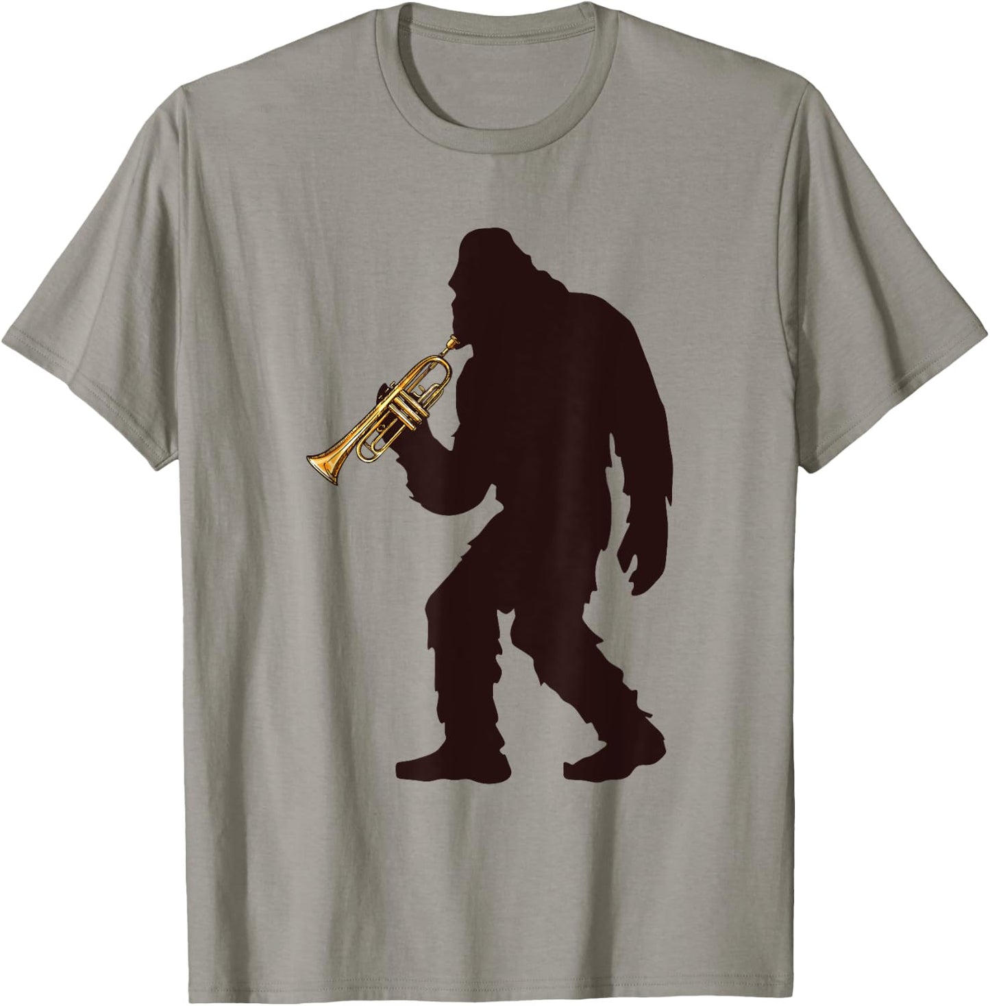 Bigfoot Playing Trumpet Music Funny Musical Instruments T-Shirt - T-Shirt | Sand