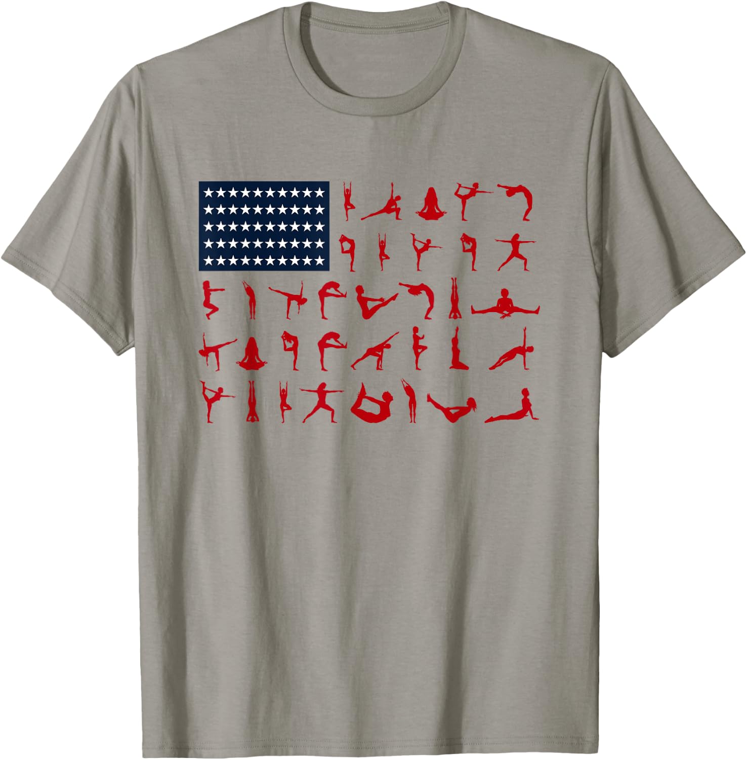 Yoga Pilates Poses American Flag 4th Of July Independence Women Men T-Shirt - T-Shirt | Sand