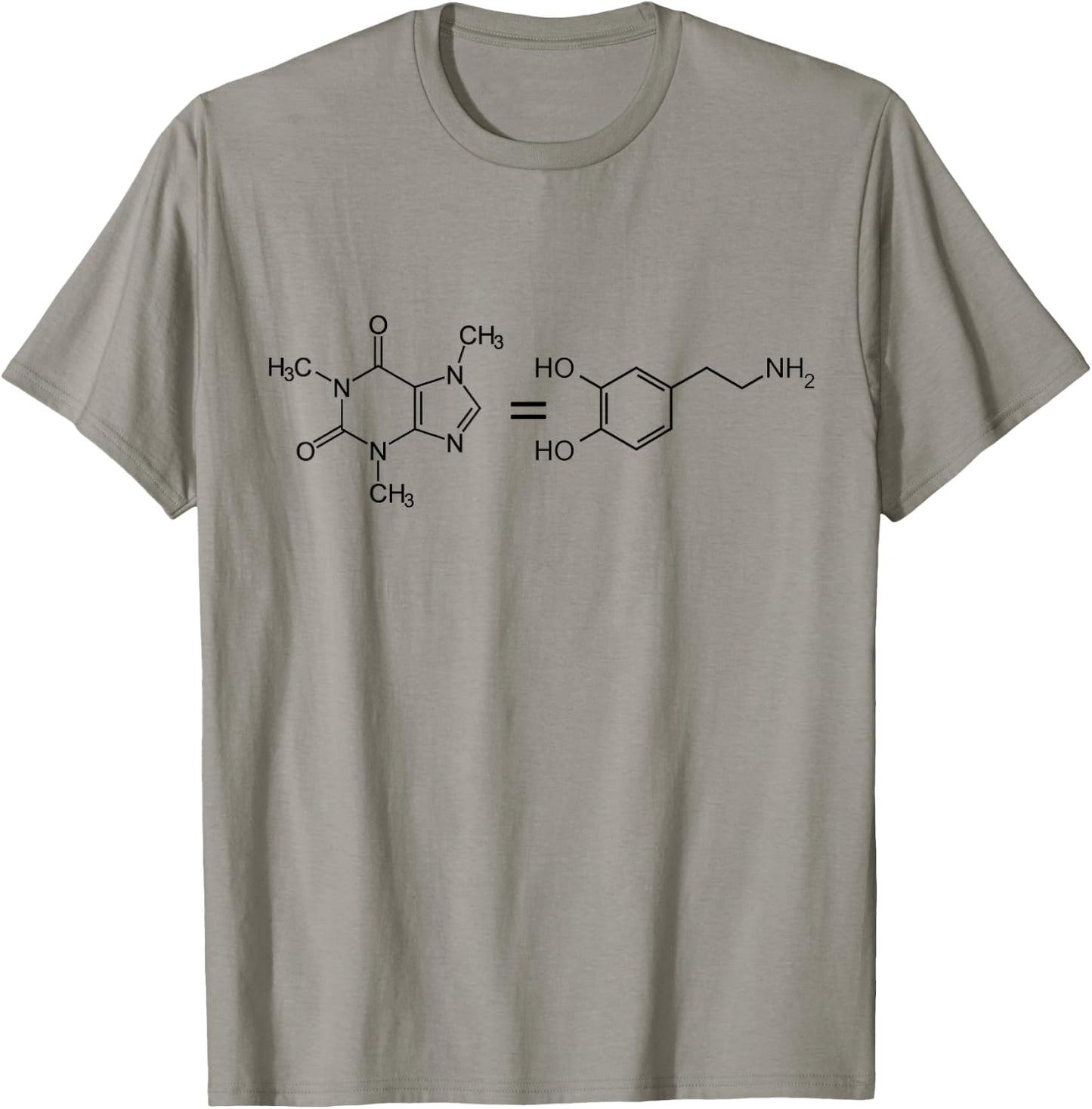 Caffeine Equals Happiness - Molecule Dopamine Science Shirt T-Shirt - T-Shirt | Sand
