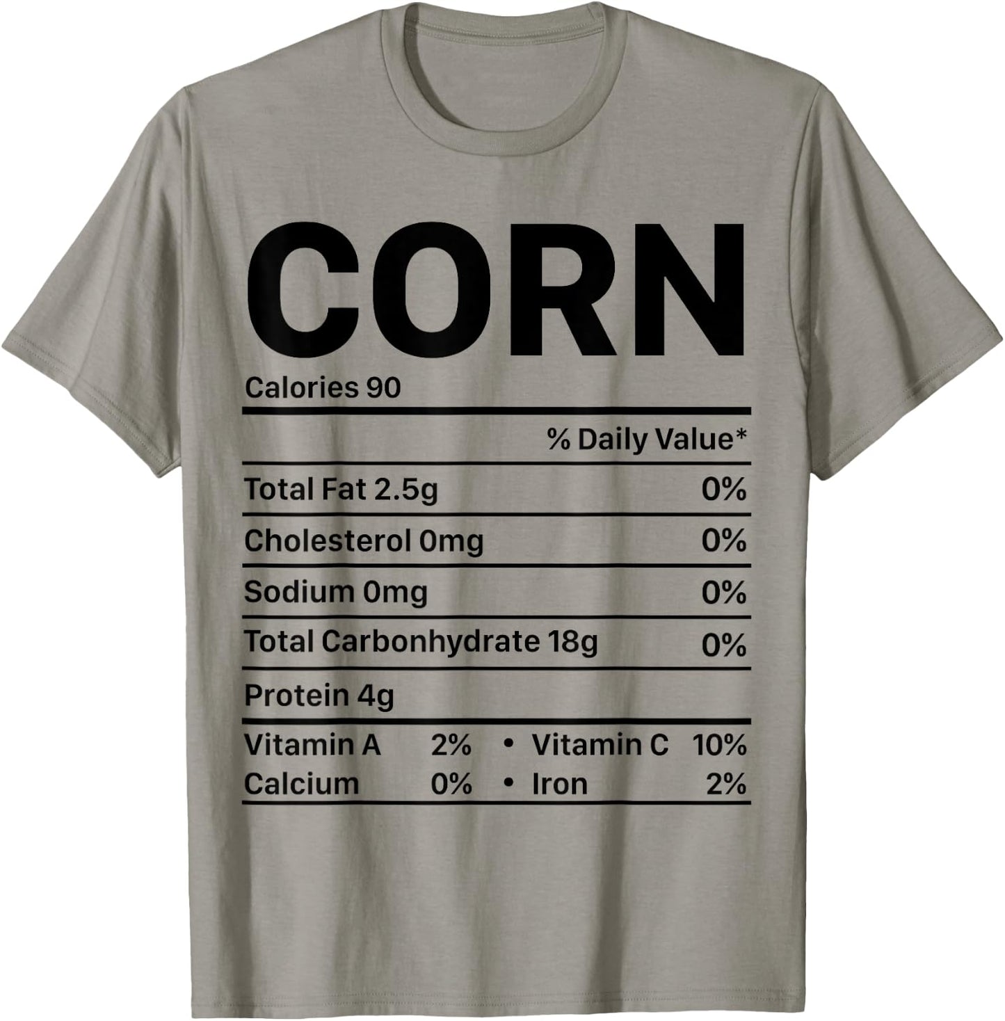 Corn Thanksgiving Nutrition Ingredients Nutritional Table T-Shirt - T-Shirt | Sand