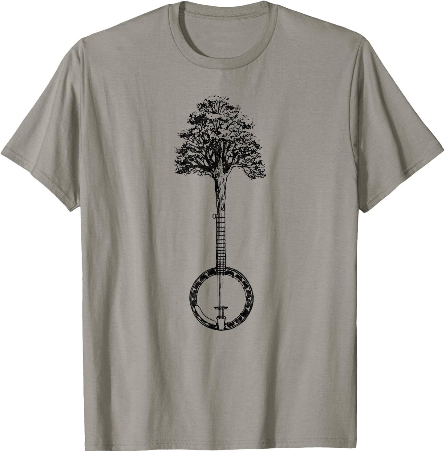 Banjo Tree Minimalist Design Vintage Nature & Music Graphic T-Shirt - T-Shirt | Sand