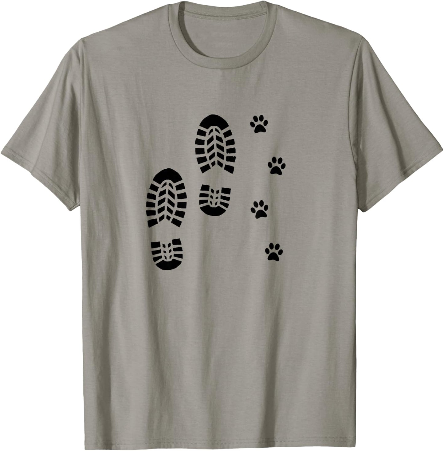 Dog and Man Hiking Dog Hiker People That Hike with Dogs Paw T-Shirt - T-Shirt | Sand