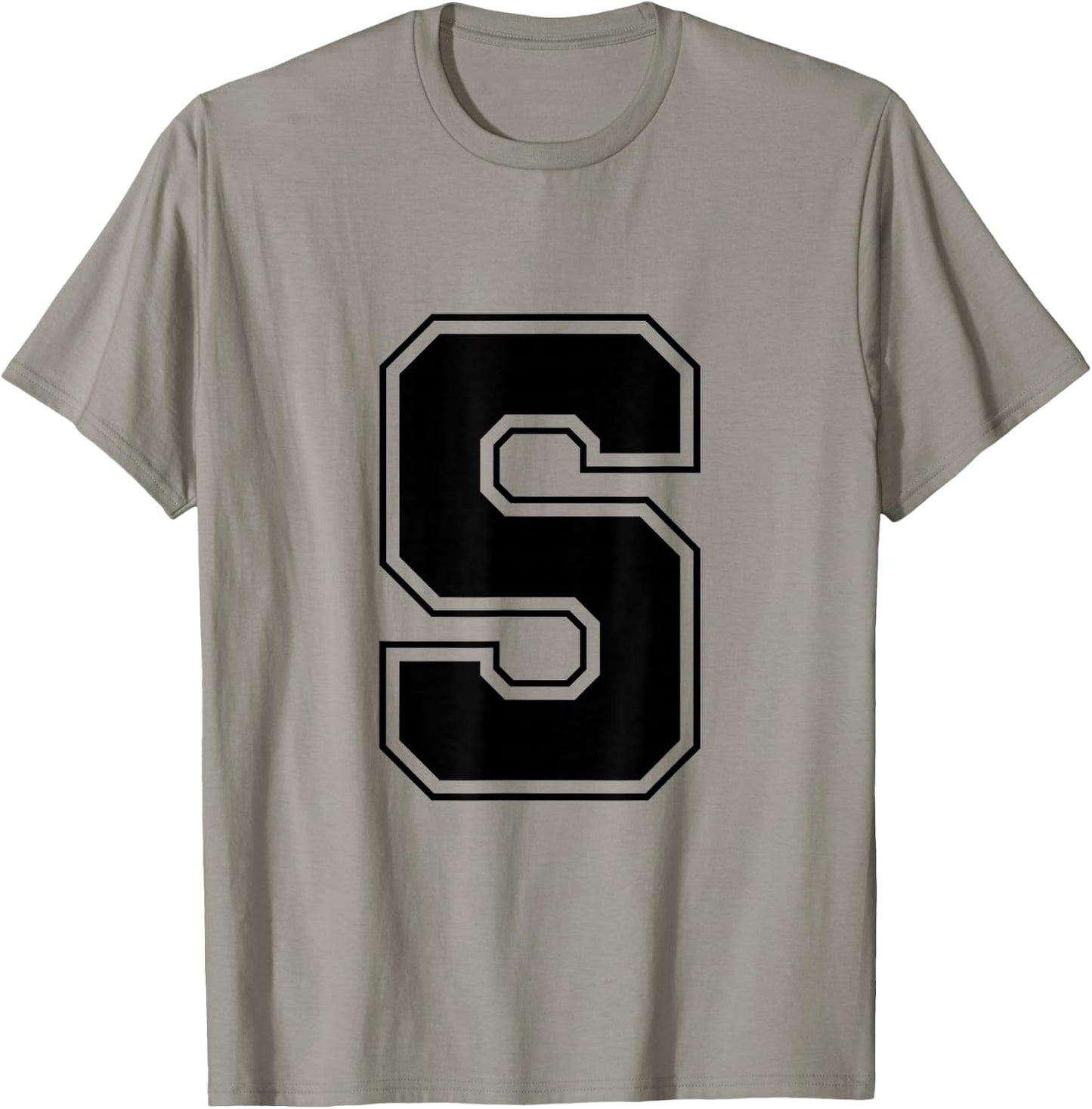 Letter S Big Bold Capital Varsity Alphabet Monogram T-Shirt - T-Shirt | Sand