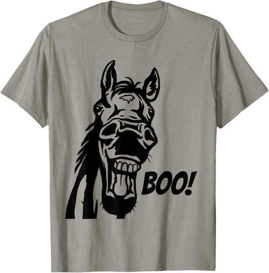 Boo! | Funny Hiding Horse Lover Peekaboo Halloween Horse T-Shirt - T-Shirt | Sand