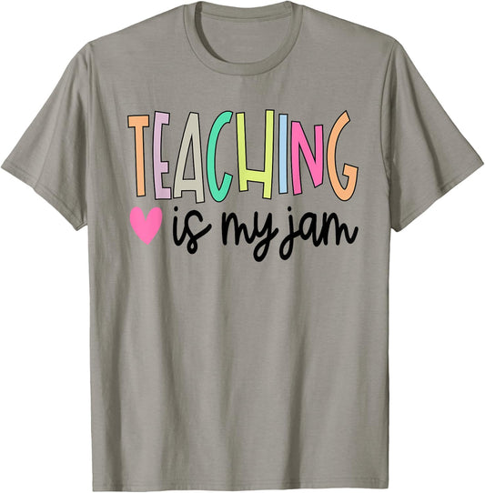 Teaching is My Jam Teacher Cute Teachers Outfit T-Shirt - T-Shirt | Sand