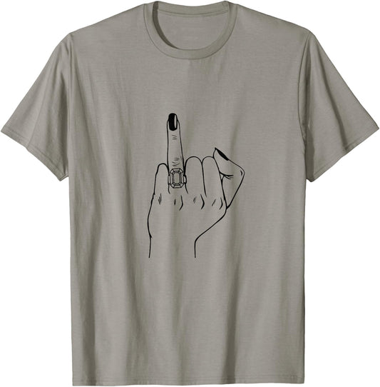 Finger Engagement Ring, Wedding Honeymoon Bachelorette Bride T-Shirt - T-Shirt | Sand
